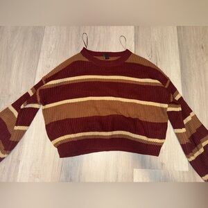 Windsor Maroon and Beige Striped Sweater